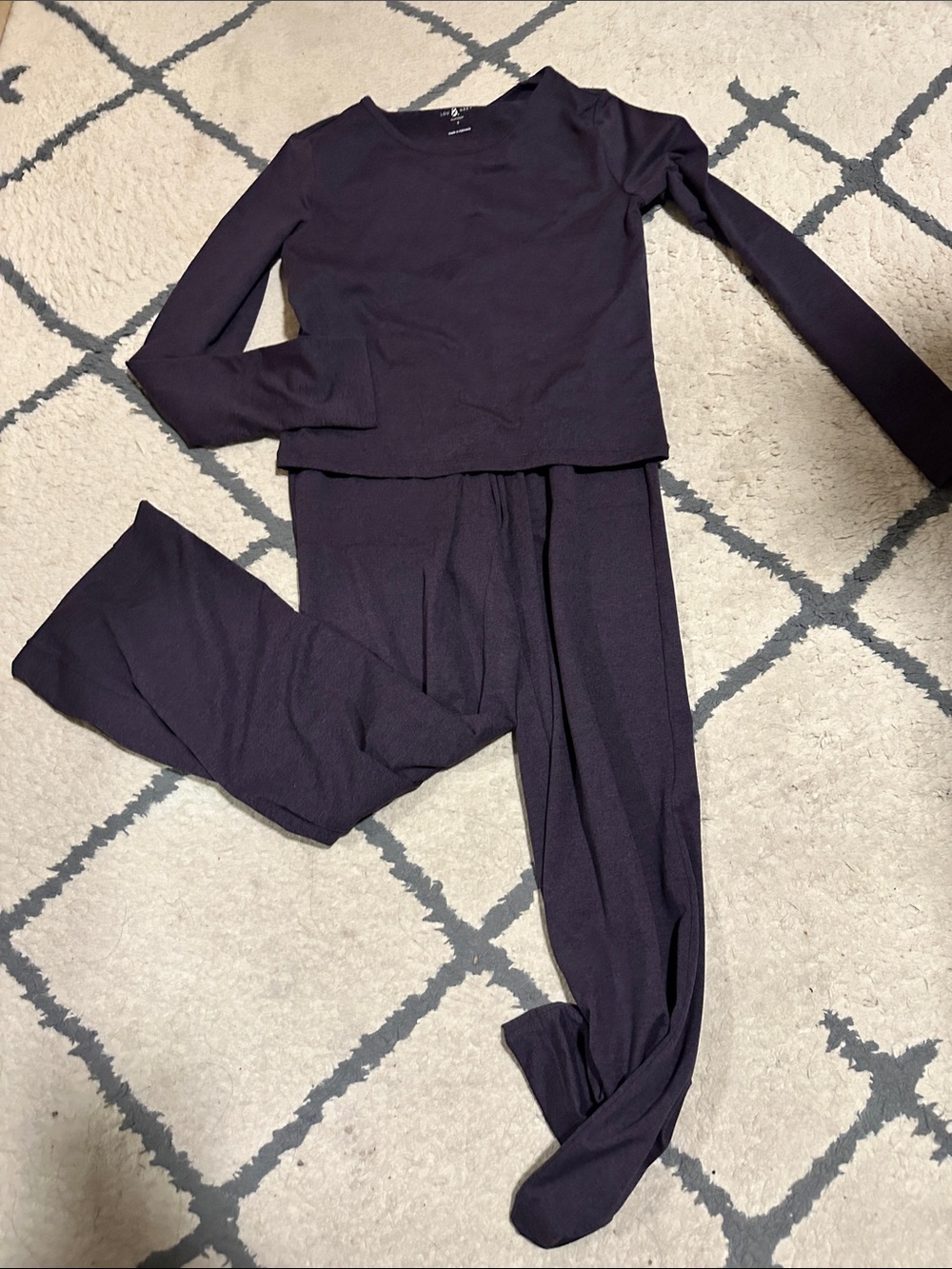 Lou & Grey Heathered Brushedsoft Long Sleeve Tee and Petite Slim Wide Pant Set